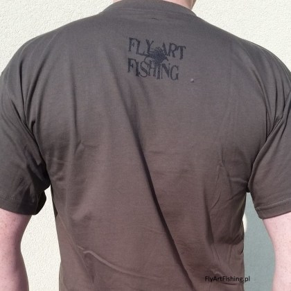 Koszulka wędkarska z wzorem jętki majowej dla muszkarzy khaki t-shirt fly fishing